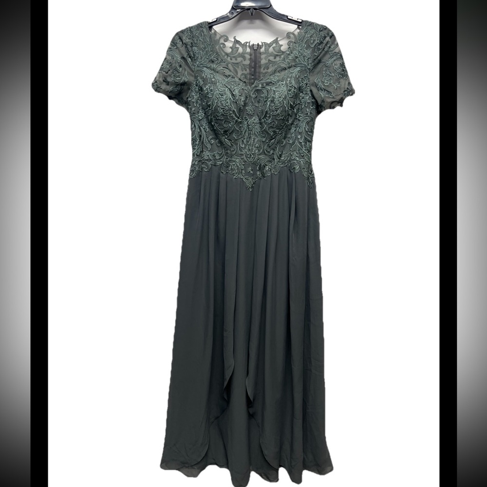 JJ’s House V Neck Floor Length Chiffon Lace Mother of the Bride Dress US 10